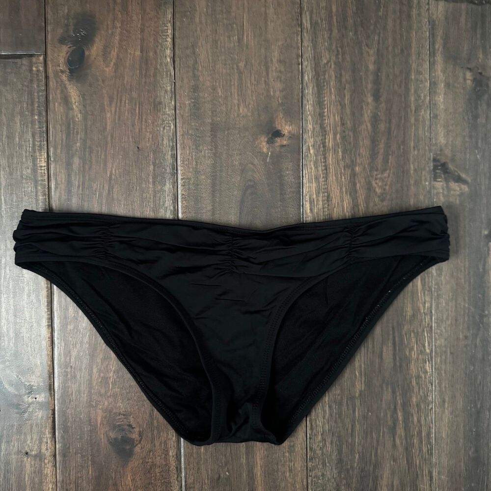 Skye Black Ruched Low Rise Bikini Bottoms Women’s M